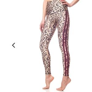 Emily Hsu leopard and pink stripe leggings - size small